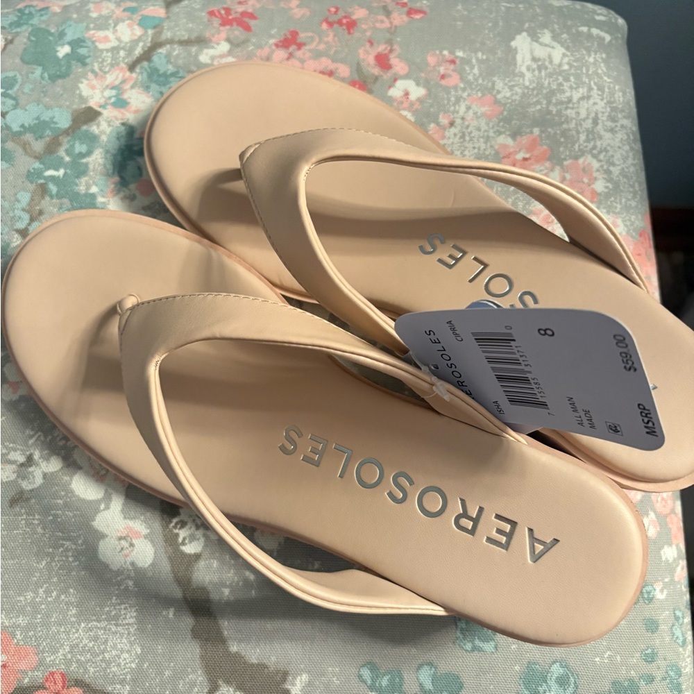 Aerosoles Women's Nude Wedge Thong Sandal